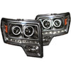 Anzo 2009-2014 F150 Black Projector G2 Halo Headlight Set - 111298