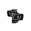 RECON Projector Headlights - 264190BKC Ford F150 & RAPTOR 09-14 w/ Ultra High Power Smooth OLED HALOS & DRL