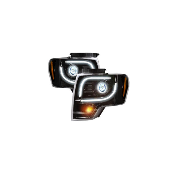 RECON Projector Headlights - 264190BKC Ford F150 & RAPTOR 09-14 w/ Ultra High Power Smooth OLED HALOS & DRL
