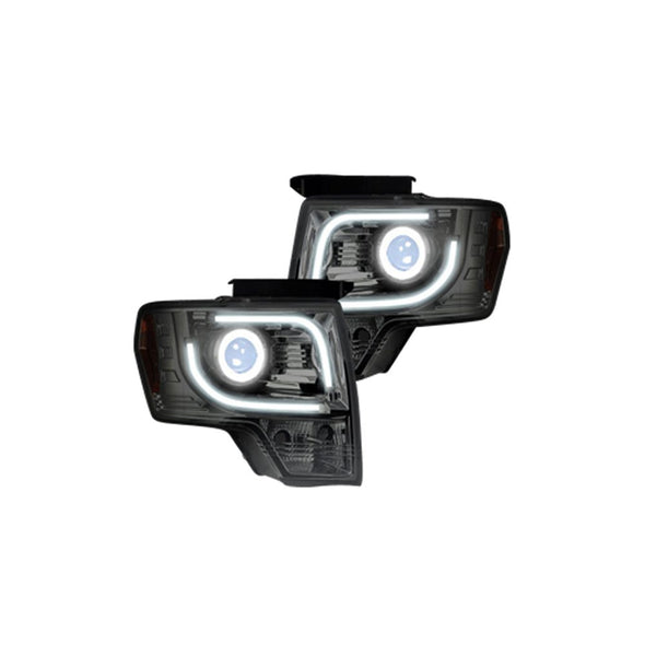 RECON 264190CLC Ford F150 & RAPTOR 09-14 PROJECTOR HEADLIGHTS w/ Ultra High Power Smooth OLED HALOS & DRL